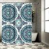 Blue and White Floral Shower Curtain Set Bathroom Decor, Waterproof Fabric Printing, Modern Bath Accessories for Home Decoration