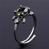 Wish personalized platinum oval blue-green-white Opal turtle opening versatile ring slightly inlaid with zircon