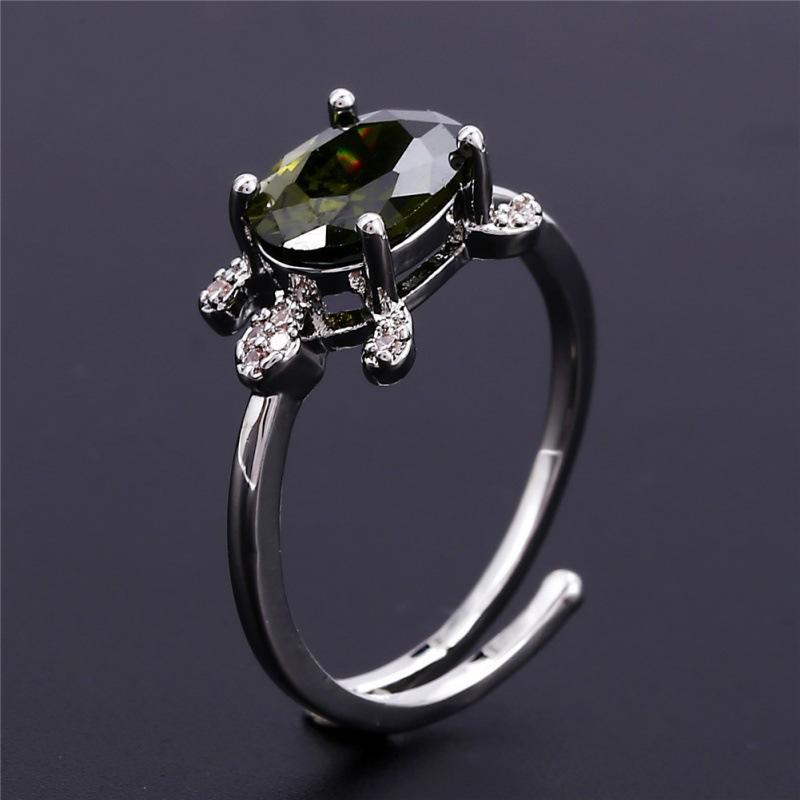 Wish personalized platinum oval blue-green-white Opal turtle opening versatile ring slightly inlaid with zircon