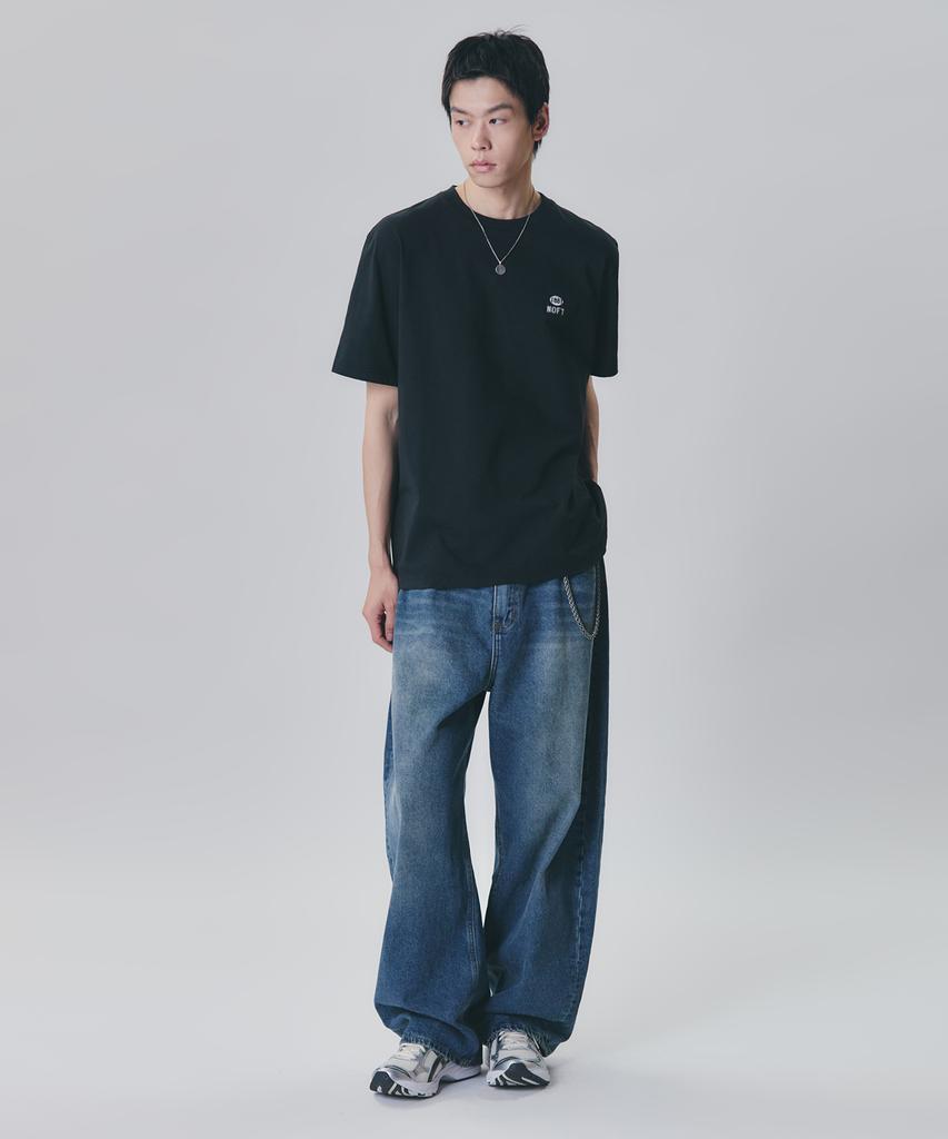 NOT ONLY FOR TODAY Noft Numberball Embroidered Short Sleeve T-Shirt [Black]