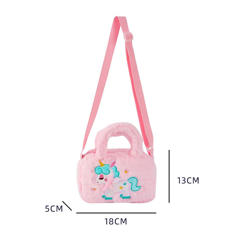 1 Pc Cute Unicorn Messenger Bag for Kids Girl Cartoon Animal Unicorn Crossbody Style Bag for Little Girl Plush Travel Coin Bag