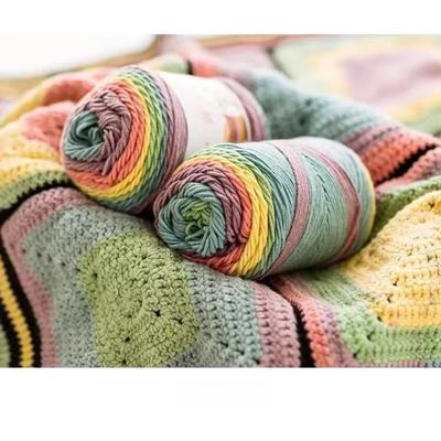 100g Briljant Sectie Kleuring Regenboog Katoen Haakgaren Kleurverloop Bol Kleurrijk Garen Breien Katoengaren DIY Sjaal Hoed