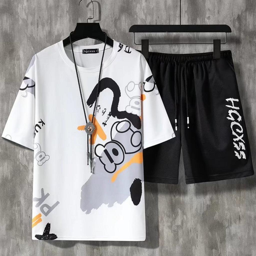 Summer Boys' 3D Printed Short Sleeved Shorts Set