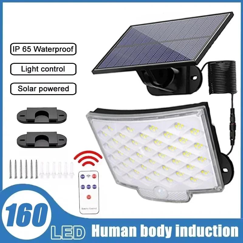 160/106 LED Solar Motion Light Outdoor Separate Panel Solar Flood Lights 3 Light Modes for Garden Garage Waterproof Wall Lights