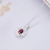 Flower design Natural longrido ruby Ring Earrings Pendant Necklace Set 925 sterling silver jewelry for women's daily party gifts