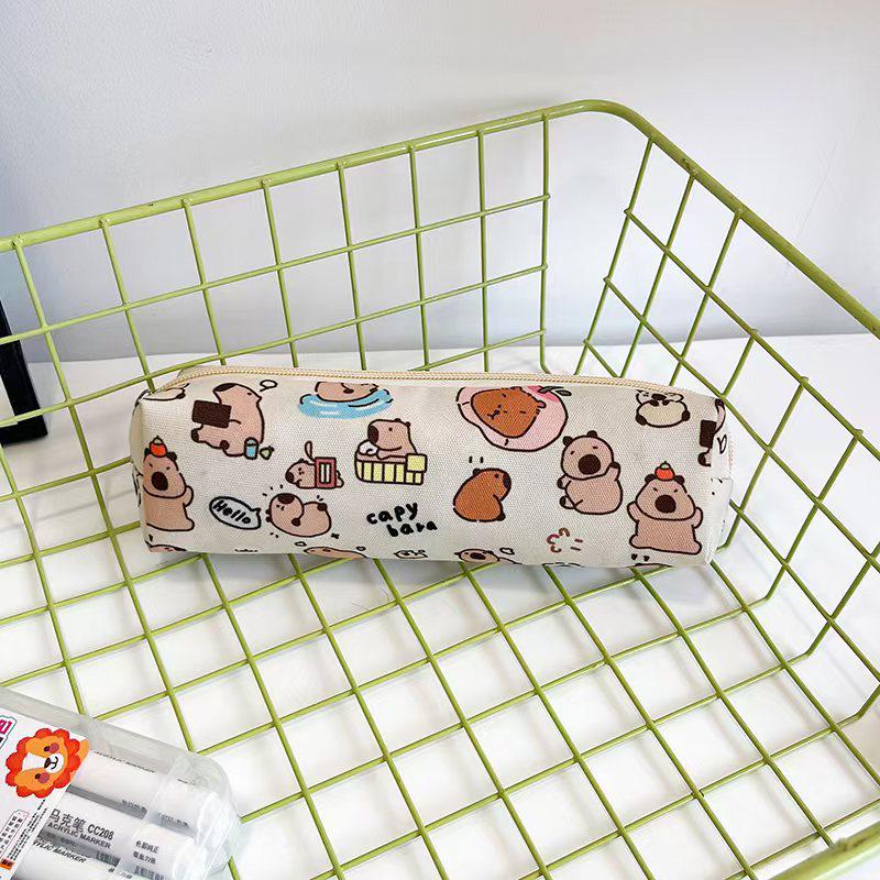 Capybara Pencil Case - Large Capacity Canvas Bag for Students