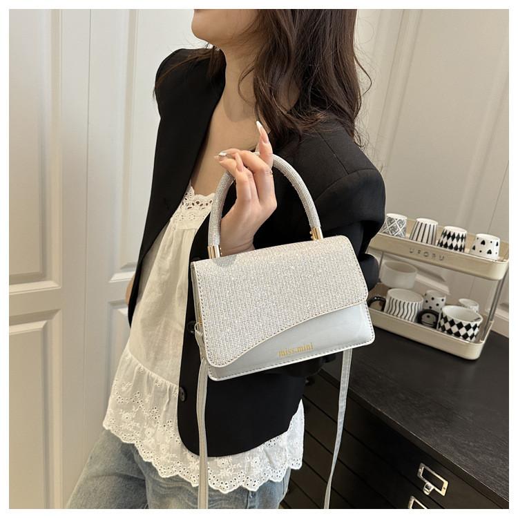 Fashion Printed Letter Glossy Material Women Leisure Single Shoulder Square Bag