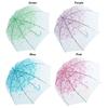 PVC Material Transparent Umbrella Straight Stem Long Handle Rainproof Umbrella Cute Flower Pattern Colored Design