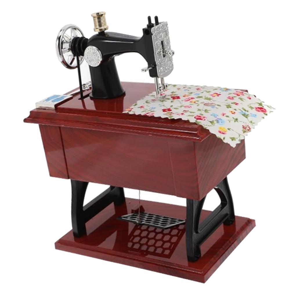 Mini Sewing Machine Music Box Wind Up Vintage Musical Toy for Tabletop Decoration Holiday Gift 1010 Mini Sewing Machine