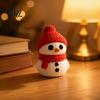 Decorative Snowman Statue 3D Printed Knitted Figurine, Christmas with Red Knit Desktop Figurines Hat and Scarf, Mini Sculpture for Holiday Desk
