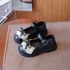 Spring New Girls Princess Lace Flats Shoes Kids Bow Round Toe Leather Retro Toddler Non Slip Dress Shoes for Party