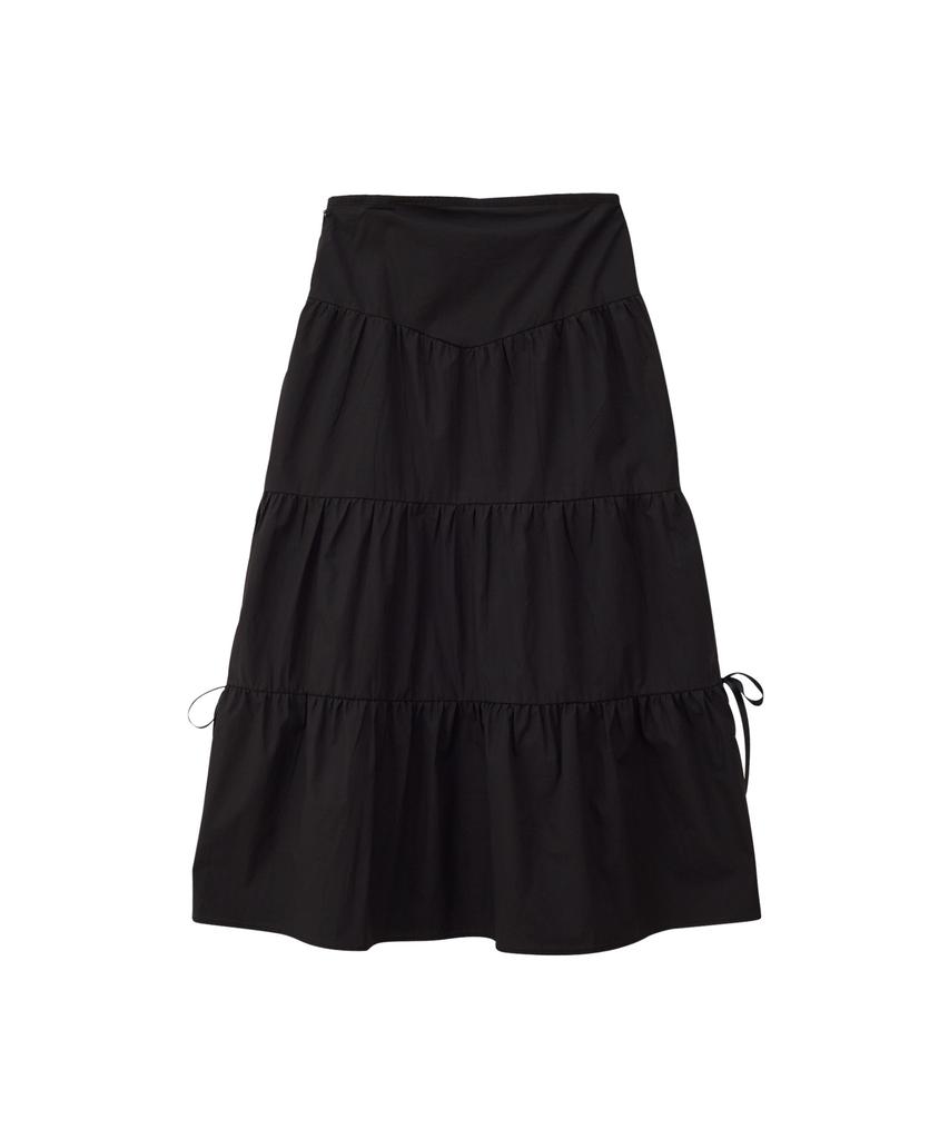 Salon De Yon Romantic Ribbon Long Skirt_ Black