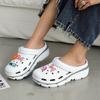 Women's Thick-Soled Height-Increasing Clogs with DIY Flower Bow Accessories, Non-Slip Wear-Resistant Lightweight Garden Shoes, Women Shoes