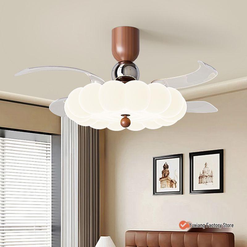 2026 Cream Style Ceiling Fan with Light: Eye Protection, Strong Wind, Invisible Blades for Bedroom, Restaurant, or Study Room