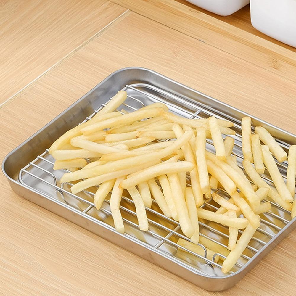 Rustless Steel Rice Noodle Plate Flat Bottom Flat Bake Dish Stackable Food Plate Dish Serving