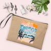Salt Water and Sunshine Printed Linen Bag Makeup Bags Beach Holiday Sunglasses Sunscreen Storage Pouch Travel Toiletry Bag Gifts