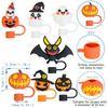 7-Piece Halloween Straw Cap Set with 10mm Dust Plugs - Decorative Accessories for Parties
