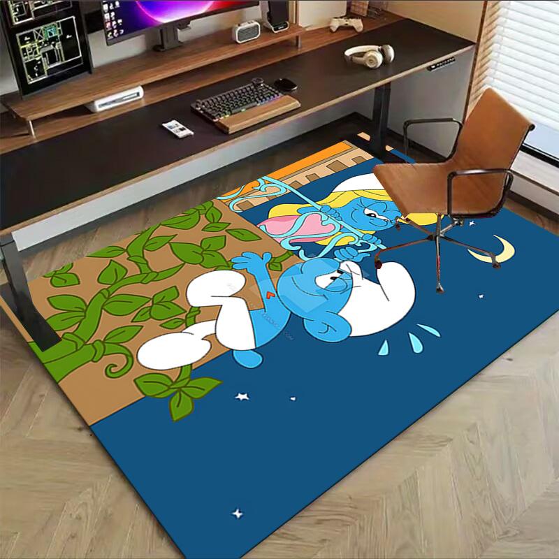 1pc Moonlit Smurf Romance Carpet for Playroom Bedroom Living Room Sofa Home Decor,kids Game Area Rug Non-slip Floor Mat Y723105