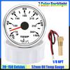 20~150℃ 7 Color Light 52mm Oil Temperature Gauge with Sensor 1/8NPT M14X1.5 Oil Temp Meter for Car Marine Boat 12V 24V Custom