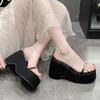 11CM Women Summer Wedge Sandals Transparent Bling Crystal Chunky Platform Slippers Shoes Woman Ultra-high Thick Bottom Sandalias