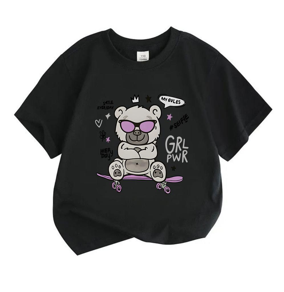Kids Boys Girls 100% Cotton Short Sleeve O-Neck T-Shirt, Coo