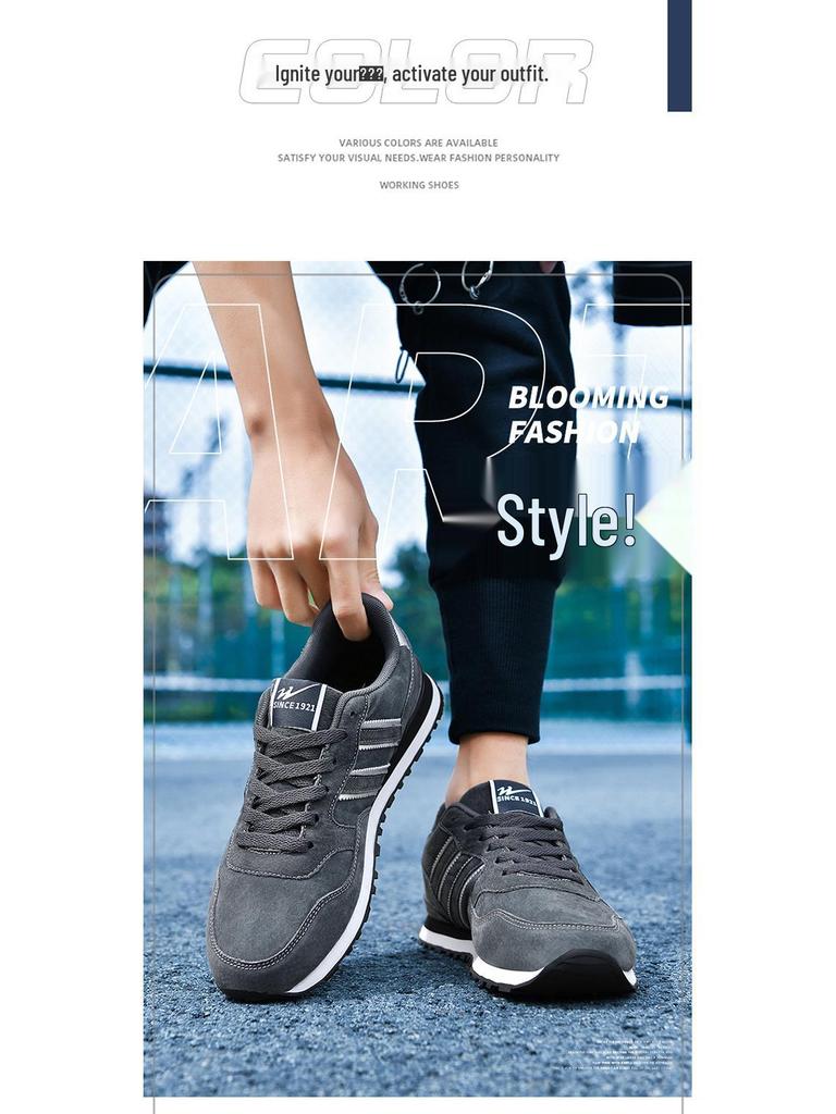 Double Star Men's Genuine Leather Running Shoes - All-match, Non-slip, Soft Sole, Shock Absorbing Forrest Gump Sneakers