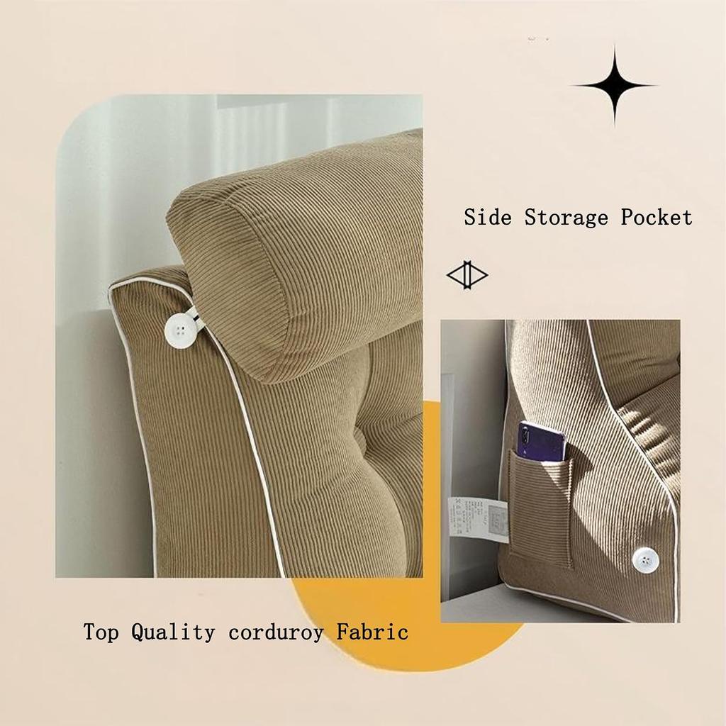 Lesekissen-Set zum Sitzen im Bett Keilkissen mit Nackenkissen & Tasche für Rückenunterstützung Schlafbein Abnehmbarer waschbarer Bezug für Erwachsene Bett