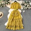 Summer Hollow Out Ruffles Lace With Belt Patchwork Dress High Waist Vestidos Sweet Style Women's Dresses Autumn Spring