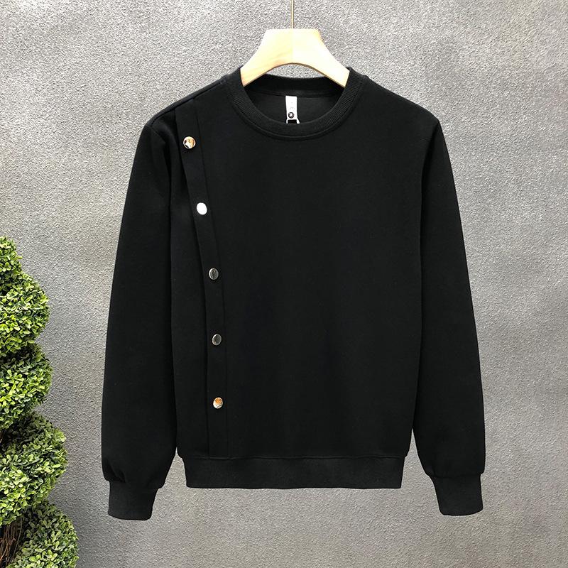 

Men s Trendy White Round Neck Sweatshirt - Simple Design, 2025 Spring/Autumn Collection M чорний