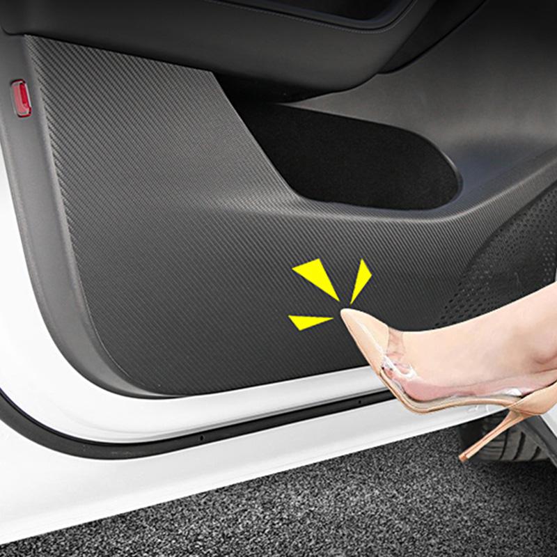 Carbon Fiber Car Door Anti Kick Film Glove Box Side Edge Protective Pad Car Stickers Cover For Tesla Model 3 Model