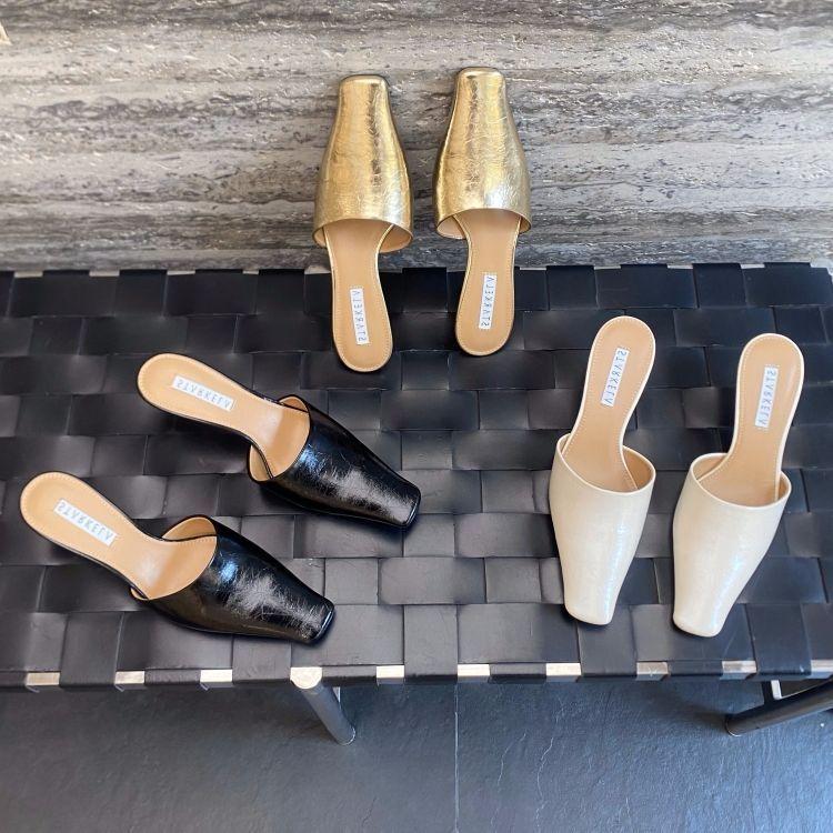 2025 Frühling und Sommer Französische Tasche Kopf coole Hausschuhe Damen tragen High Heels dünne Absätze Muller eckiger Kopf halbe Hausschuhe High Heels Hausschuhe