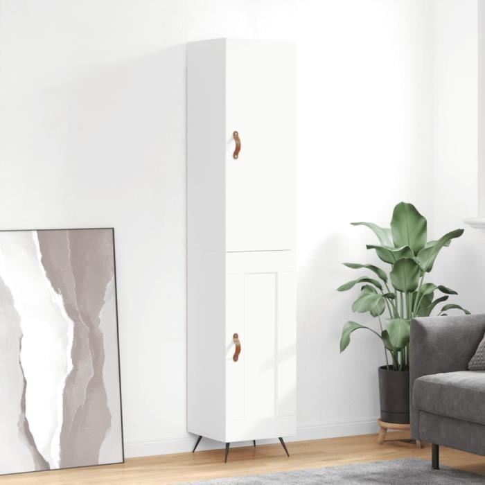 VidaXL Buffet haut Blanc brillant 34,5x34x180 cm Bois d'ingénierie 3199083
