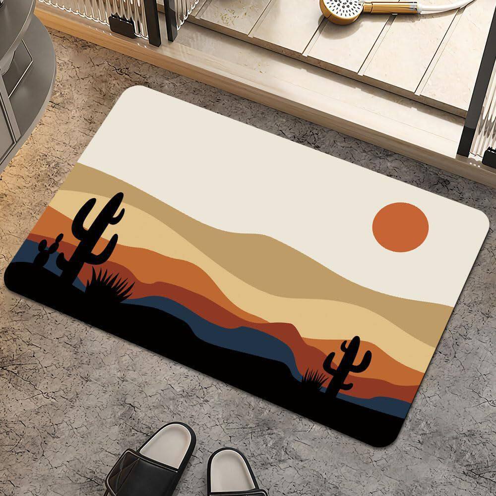 Rendering Flower Toilet Decorative Floor Mat Absorbent Bathroom Floor Mat Diatom Mud Floor Mat Absorbent Floor Mat Toilet