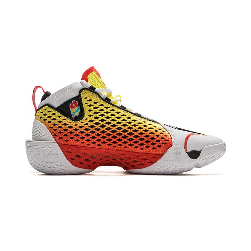 Li Ning BadFive 5 Basketballschuhe Herren Mittelhoch Gelb Weiß Rot ABFV025-8