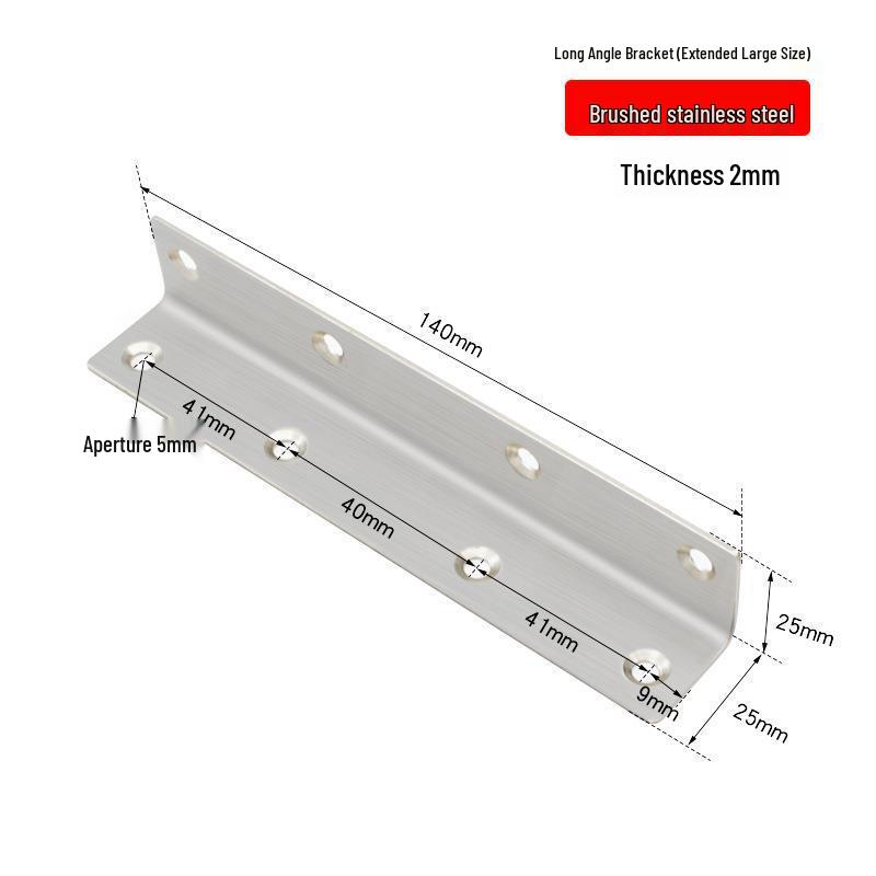 Stainless Steel L-Shaped 6-Hole 90° Angle Bracket for Shelves, Tables, and Chairs