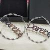 WinWinWin Bamboo Style Custom Hoop Earrings Charming Earrings Name Gift Stainless Steel Bamboo Hoop Customize Name Earrings