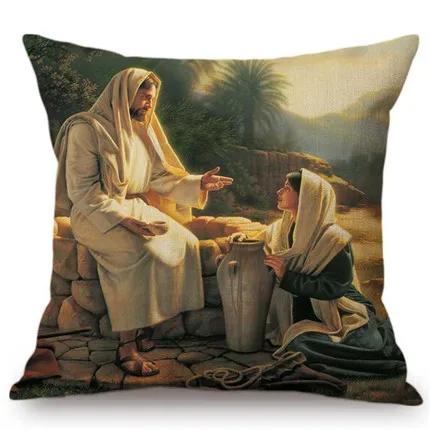 Jesus Christ Portrait Christian Art Cushion Cover Car Decoration Oil Painting Home Pillow Cover