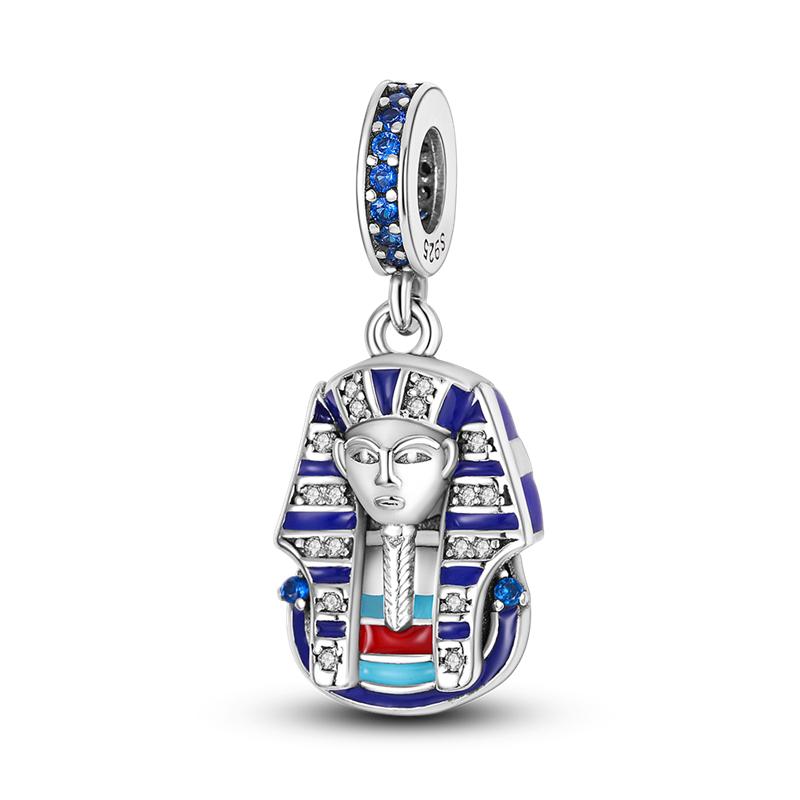 925 Silver Color Pharaoh Pyramid Spider Evil Eye Bastet Charms Beads Fit Diy 925 Original Bracelets Fine DIY Party Jewelry
