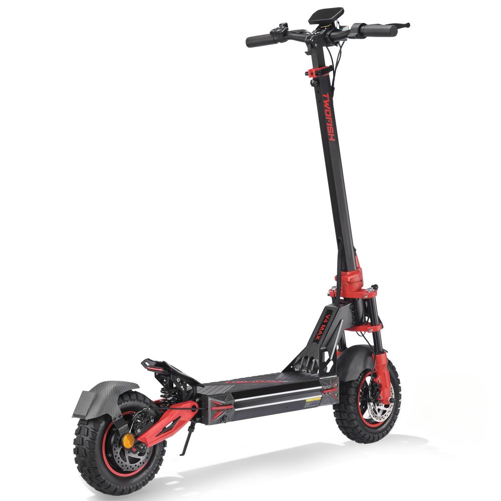 TWOFISH V4Max Offroad Elektro-Scooter 55 km/h Höchstgeschwindigkeit 75KM Maximale Reichweite 800W Motor 52V23AH Batterie 11 Zoll Reifen E-Scooter