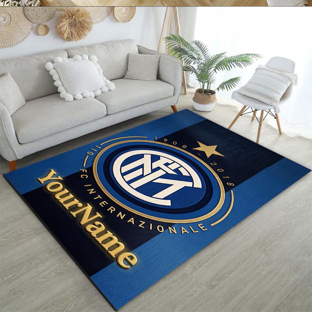 Inter Milan Customized Name Floor Rug Office Rug Perfect for Outdoor Foyer Game Room Living Rooms Antislip Carpet Decorate Offices