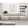 PIANO U Panoramic Corner Sofa - 7 Seats - Sofa Bed with Storage Chest - Corduroy Velvet Fabric - Cream