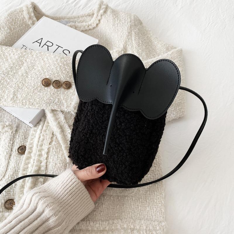 2025 Autumn and Winter New Animal Bag Fashion Japan and Korea Leisure Mini Shoulder Crossbody Granular Wool Lamb Mobile Phone Bag