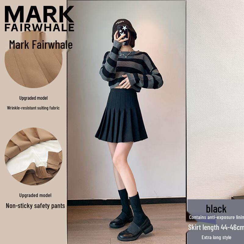 MARK FAIRWHALE Women s High-Waisted Pleated A-Line Skirt L