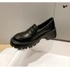 Leather Jk Small Leather Shoes Platform British Style 2025 New Spring Versatile Single Shoes Women's Black One-pedal Loafers