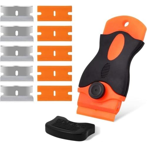 

Sticker Remover, Glass Scraper, Pocket Scraper, Safety Scraper, Glass Scraper, Glass Cleaner, Wall Scraper (Includes 5 Plastic Blades, 5 Stainless Ste