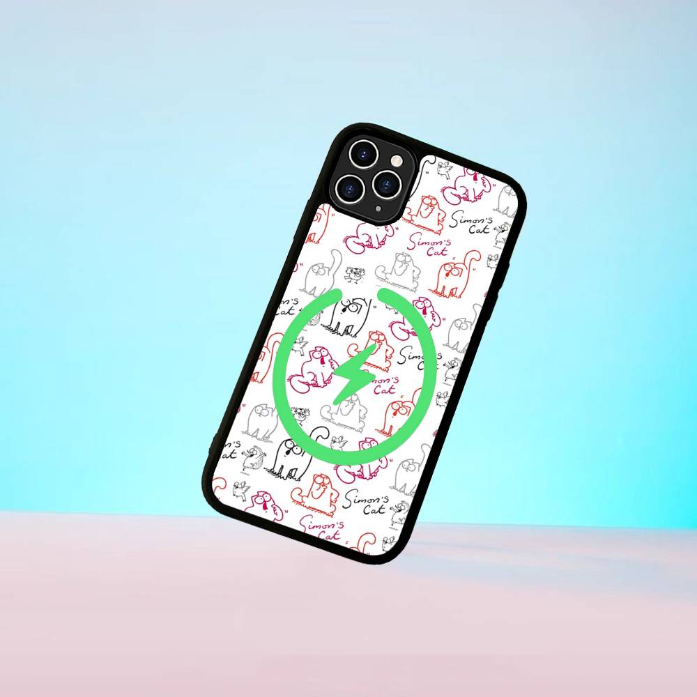 Cute S-Simons Cat Magnetic Wireless Phone Case For IPhone 17 16 15 14 13 12 11 Pro Max Plus Mag Phone Cover