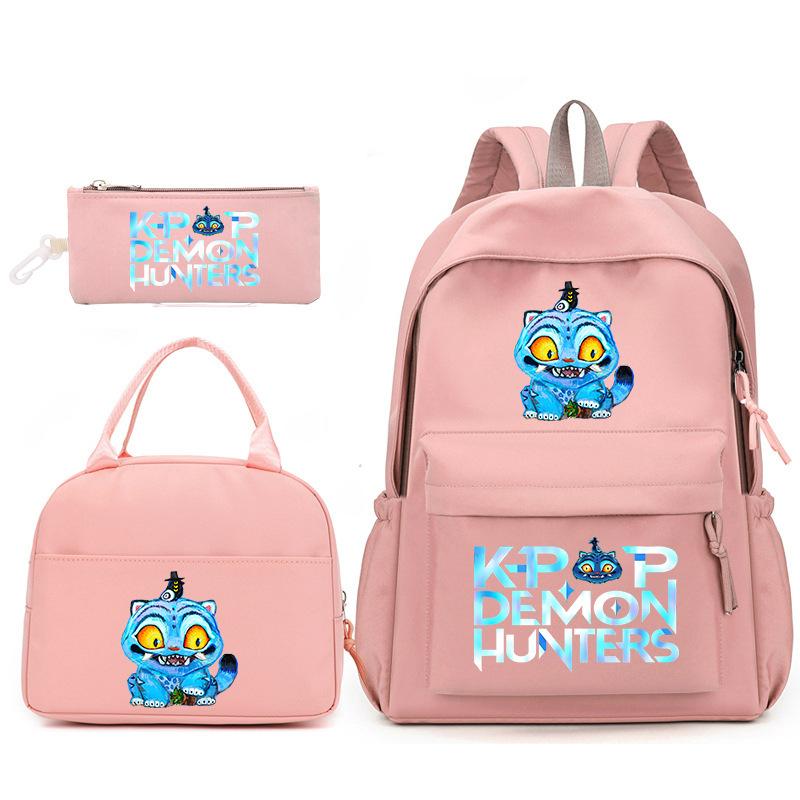 Kpop Korean Version Peripheral Printing Backpack Lunch Bag Casual Pencil Bag Primary And Secondary School Student Schoolbag Set