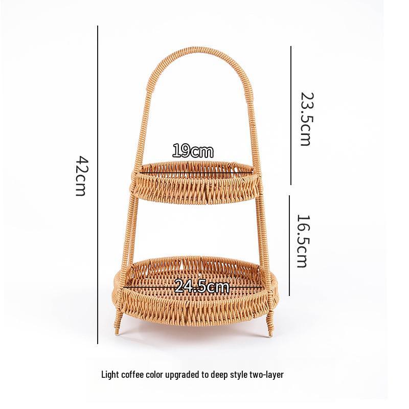 Fruit Tea Tray: Multi-layer Basket, Snack Plate, Brazier for Boiling Tea, Dried Fruit Display, Imitation Rattan Weave, Perfect for Afternoon Tea.