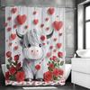 Valentine's Day Calf Rose Love Shower Curtain, Bathroom Decorative Shower Curtain, Waterproof Shower Curtain with Hooks
