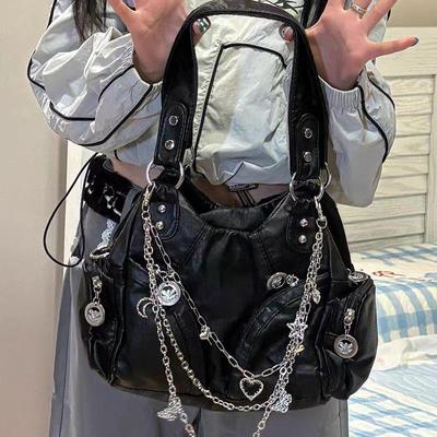 Y2K Spicy Girl Niche Design Handbag Korean Version Fashion Shoulder Bag Subculture Gothic Style Crossbody Bag